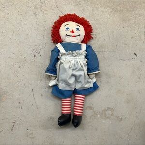 Vintage 1990s Raggedy Ann Multi Color Doll “25 USA Blue Eyes Red Hair